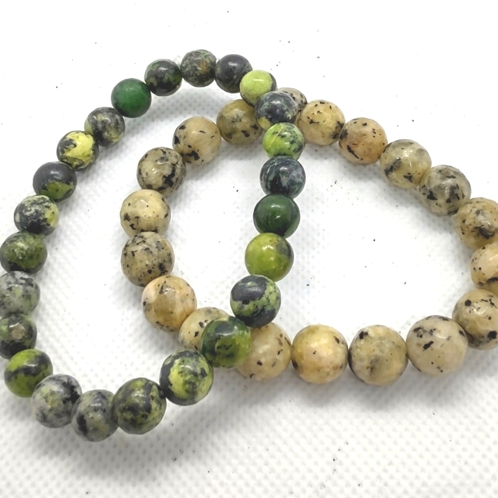 Moss Agate & Dalmatian Jasper stretchy bracelet